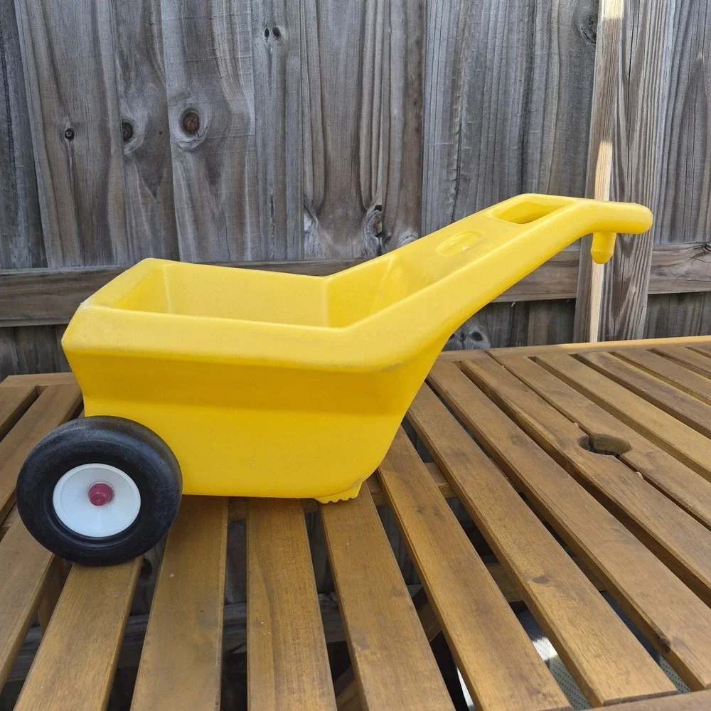 Little Tikes Yellow Trailer Cart Wagon Wheelbarrow Vintage for Green Tractor